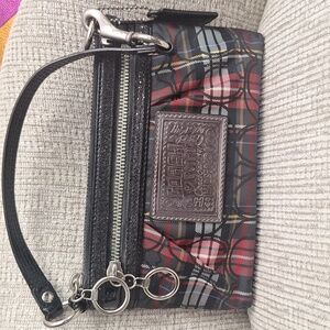 Coach Poppy Plaid Wristlet